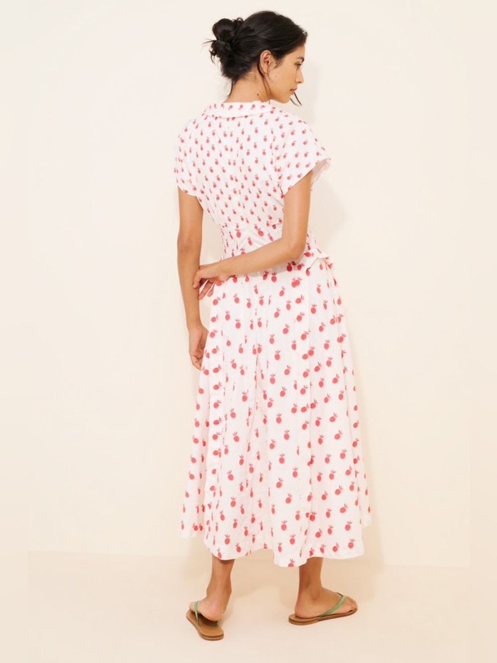 Anthropologie Short-Sleeve V-Neck Pleated Midi Dress - Picture 2 of 6